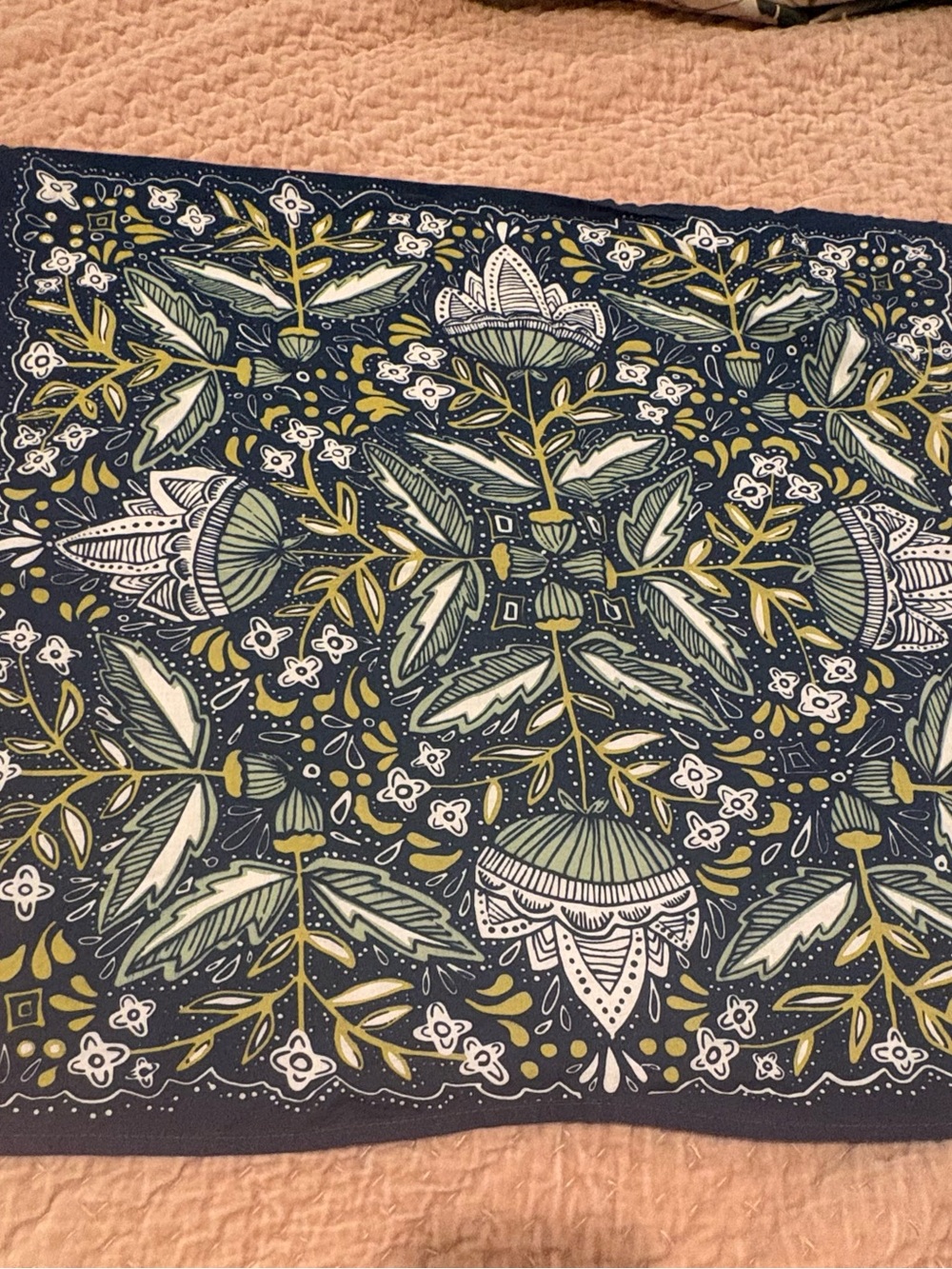 Adorable Hemlock Floral Bandana Scarf in Navy, Sage & Mustard Great Quality - Picture 3 of 8